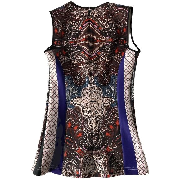 Clover Canyon Cossack Top Blouse Floral Paisley Neoprene Scuba Peplum St… - Picture 3 of 4